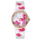 Montre Femme Transparente avec Motif Floral
